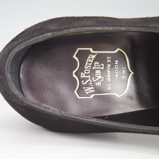 極美品★(英)FOSTER&SON/フォスター&サン 5.5E【定価￥148,500-★HOLKHAM/05ラスト】プレーントゥ/Vフロント/スエード/黒/メンズ★g794