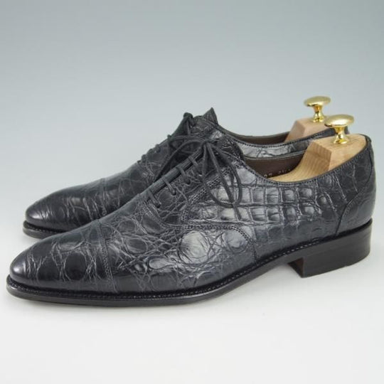 極美品★(スペイン製)CARMINA/カルミナ SIZE 6.5【モデル定価￥181,500-★クロコダイル/トレーディングポスト別注】DEIAラスト/黒★g796