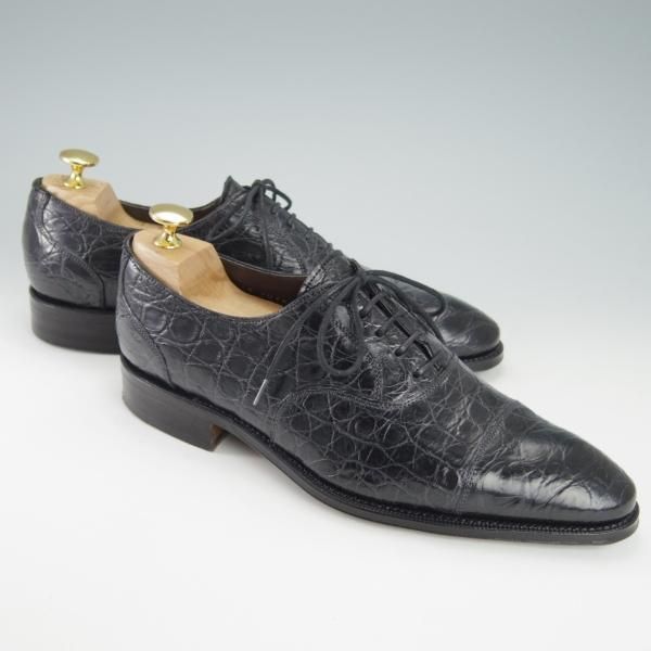 極美品★(スペイン製)CARMINA/カルミナ SIZE 6.5【モデル定価￥181,500-★クロコダイル/トレーディングポスト別注】DEIAラスト/黒★g796
