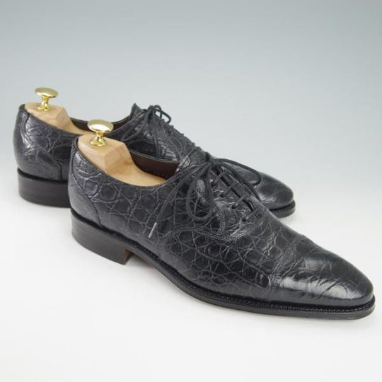 極美品★(スペイン製)CARMINA/カルミナ SIZE 6.5【モデル定価￥181,500-★クロコダイル/トレーディングポスト別注】DEIAラスト/黒★g796