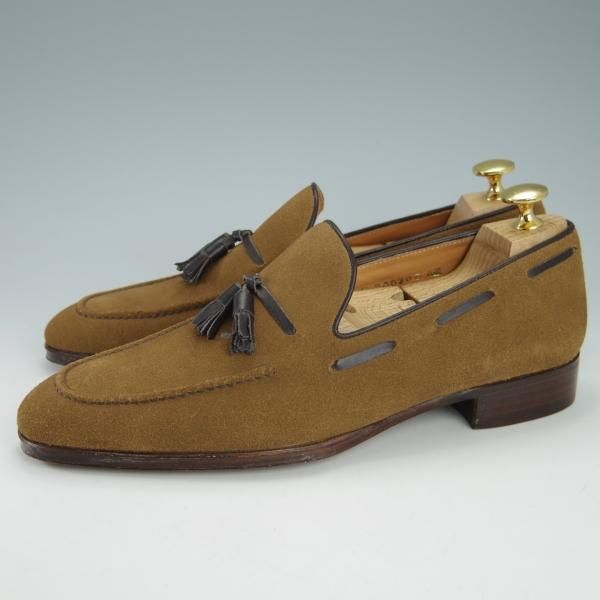 未使用★Perfetto/ペルフェット SIZE 6.5【★タッセルローファー/スエード】スリッポン/茶×濃茶/メンズ★g816