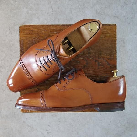 極美品★(英)グレンソン 7.5E【定価￥74,800-★MACCLESFIELD/クォーターブローグ】カーフ/茶/メンズ/GRENSON★g818