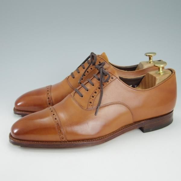 極美品★(英)グレンソン 7.5E【定価￥74,800-★MACCLESFIELD/クォーターブローグ】カーフ/茶/メンズ/GRENSON★g818