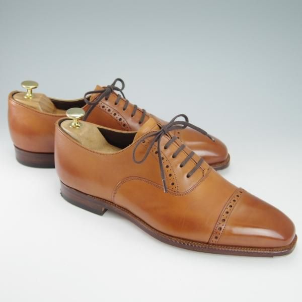 極美品★(英)グレンソン 7.5E【定価￥74,800-★MACCLESFIELD/クォーターブローグ】カーフ/茶/メンズ/GRENSON★g818