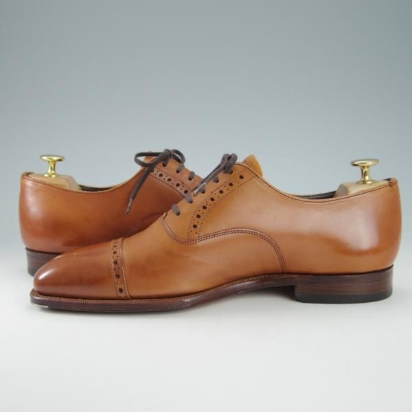極美品★(英)グレンソン 7.5E【定価￥74,800-★MACCLESFIELD/クォーターブローグ】カーフ/茶/メンズ/GRENSON★g818