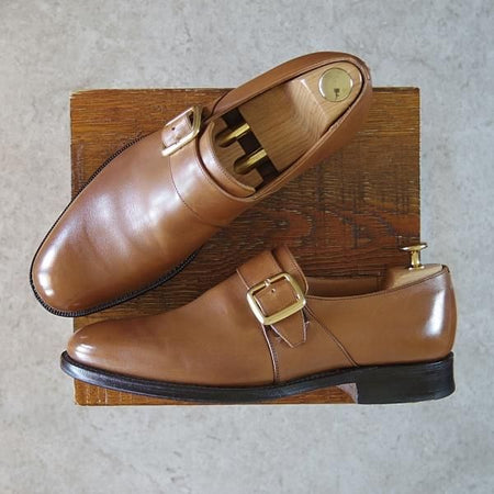 ★チャーチ 70F/UK7【貴重★100ラスト/Westbury】ウェストバリー/4都市ロゴ/モンクストラップ/カーフ/茶/メンズ/Church's★g820