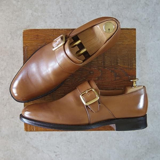 ★チャーチ 70F/UK7【貴重★100ラスト/Westbury】ウェストバリー/4都市ロゴ/モンクストラップ/カーフ/茶/メンズ/Church's★g820