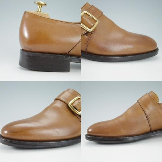 ★チャーチ 70F/UK7【貴重★100ラスト/Westbury】ウェストバリー/4都市ロゴ/モンクストラップ/カーフ/茶/メンズ/Church's★g820