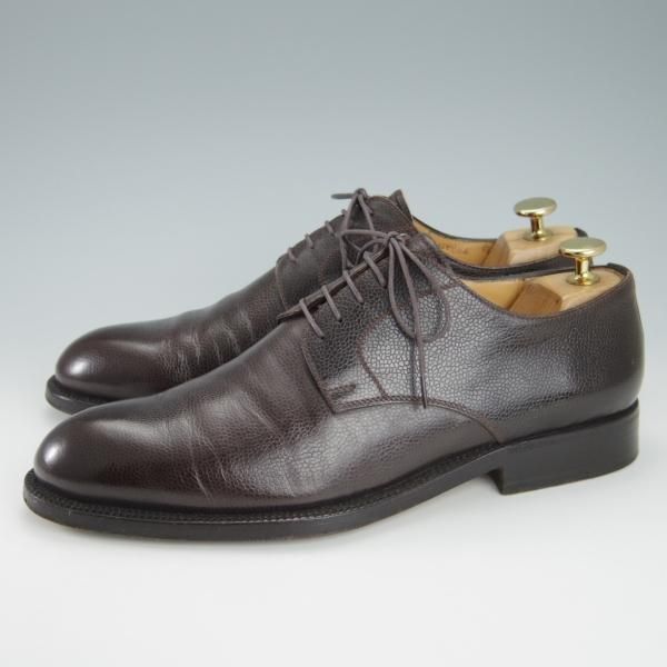 美品★(伊)タニノクリスチー SIZE 7.5【定価15万以上★ブラックラピド製法/プレーントゥ】グレインレザー/濃茶/メンズ/TANINO CRISCI★g829
