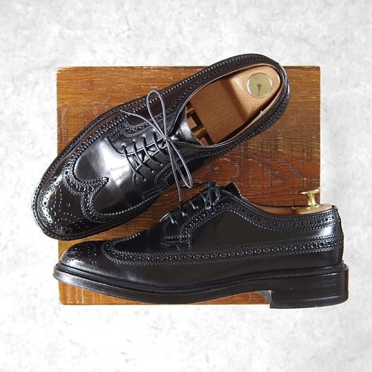 極上★リーガル 24.5EE【貴重★水染めコードバン仕様/インペリアルグレード】ロングウイング/黒/Shell Cordovan/メンズ/REGAL★g830