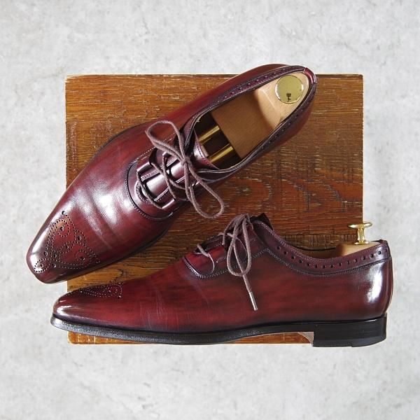 ★(スペイン製)マグナーニ SIZE 39【★ボロネーゼ製法/ギリーシューズ】19548/カーフ/赤茶/メンズ/MAGNANNI★g833