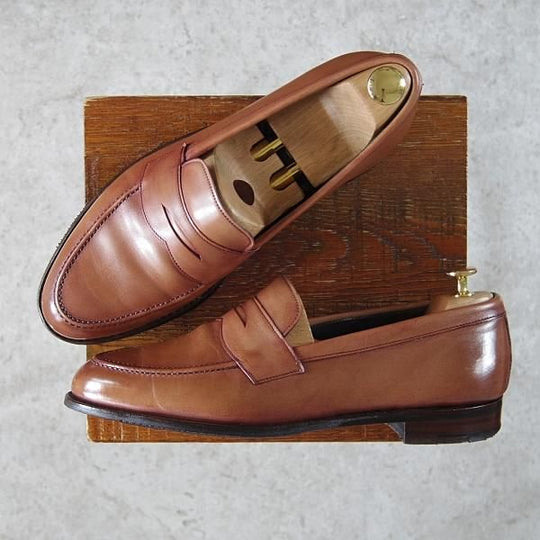 ★(英)チーニー 8.5F【定価￥74,800-★CANNON/キャノン/277ラスト】コインローファー/カーフ/薄茶/メンズ/CHEANEY★g834