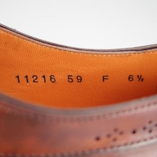 極美品★(伊)サントーニ SIZE 6.5【★パティーヌ/茶〜赤茶系/11216】セミブローグ/カーフ/メンズ/Santoni★g839