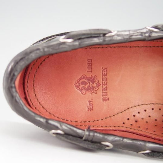 未使用★(米)YUKETEN/ユケテン 8C【定価2,500ドル(27万円程度)★クロコダイル/Genuine Crocodile】モカシン/ローファー/1416/黒/★g845