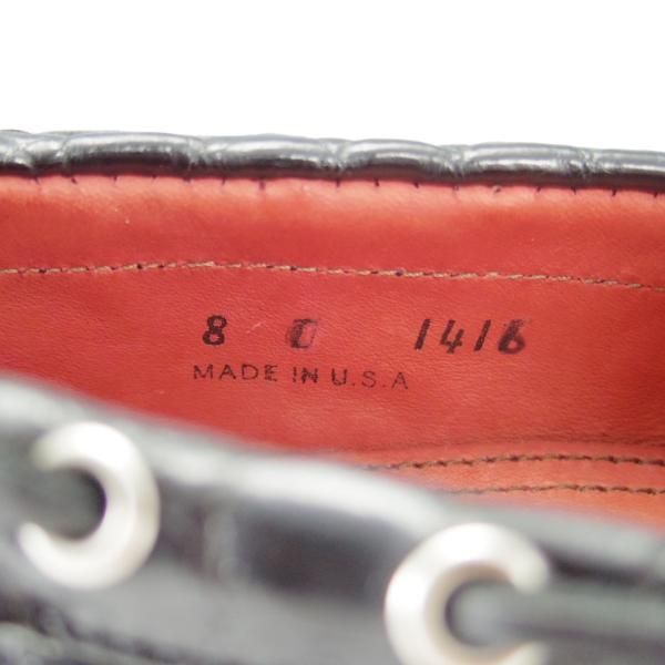 未使用★(米)YUKETEN/ユケテン 8C【定価2,500ドル(27万円程度)★クロコダイル/Genuine Crocodile】モカシン/ローファー/1416/黒/★g845