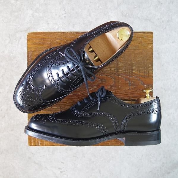 新品★チャーチ 60F/UK6【定価￥124,300-★BURWOOD/バーウッド】81ラスト/5都市ロゴ/ポリッシュドバインダーカーフ/黒/Church's★g849