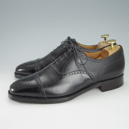 極美品★クロケット&ジョーンズ 7E【★ビームスF別注/CHAIRMAN】セミブローグ/カーフ/黒/メンズ/BEAMS F/Crockett&Jones★g855