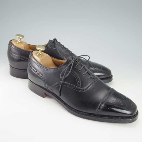 極美品★クロケット&ジョーンズ 7E【★ビームスF別注/CHAIRMAN】セミブローグ/カーフ/黒/メンズ/BEAMS F/Crockett&Jones★g855