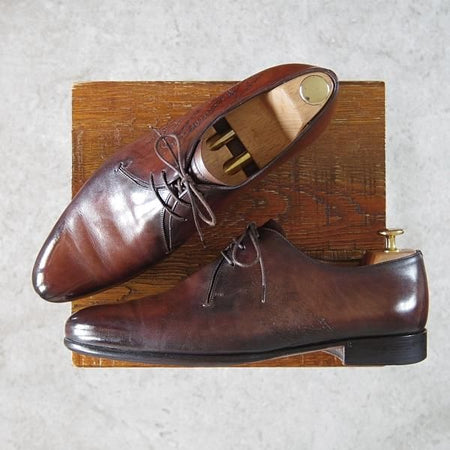 極上★(仏)ベルルッティ SIZE 7.5【現行定価30万円程度★カリグラフィ仕様/ヴェネチアレザー】Vフロント/濃茶/メンズ/Berluti★g859