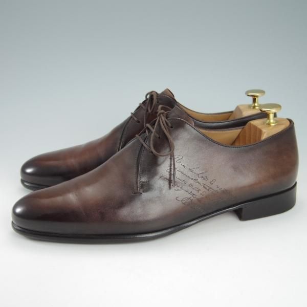極上★(仏)ベルルッティ SIZE 7.5【現行定価30万円程度★カリグラフィ仕様/ヴェネチアレザー】Vフロント/濃茶/メンズ/Berluti★g859