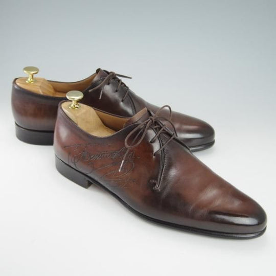 極上★(仏)ベルルッティ SIZE 7.5【現行定価30万円程度★カリグラフィ仕様/ヴェネチアレザー】Vフロント/濃茶/メンズ/Berluti★g859