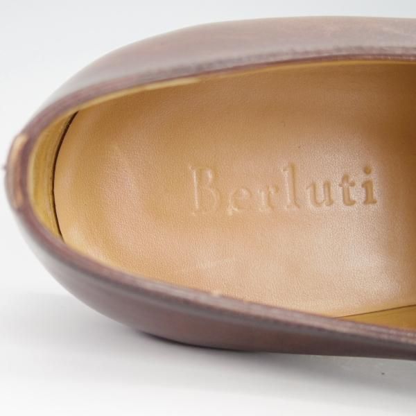 極上★(仏)ベルルッティ SIZE 7.5【現行定価30万円程度★カリグラフィ仕様/ヴェネチアレザー】Vフロント/濃茶/メンズ/Berluti★g859