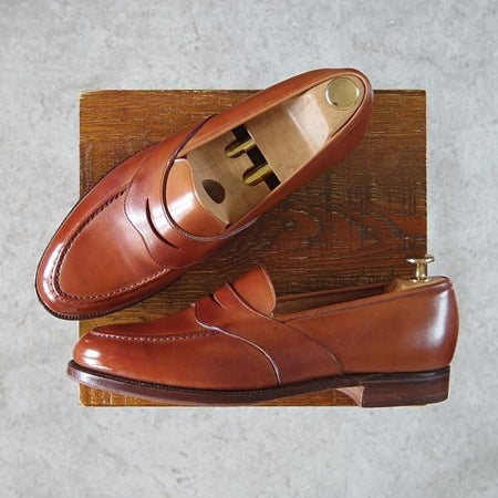 ほぼ未使用★クロケット&ジョーンズ 7.5EX【貴重★ポールスチュアート別注/コインローファー】茶/Paul Stuart/Crockett&Jones★g862