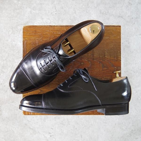 美品★三陽山長 SIZE 7.5【定価￥75,900-★友二郎/R2010ラスト】ストレートチップ/カーフ/黒/メンズ/tomojiro/SanyoYamacho★g867