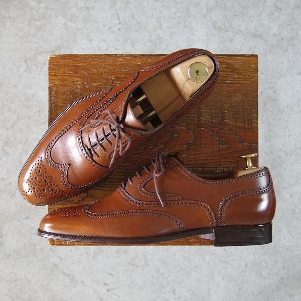 極美品★(伊)ア・テストーニ SIZE 8【★フルブローグ/茶】カーフ/メンズ/a.testoni★g868