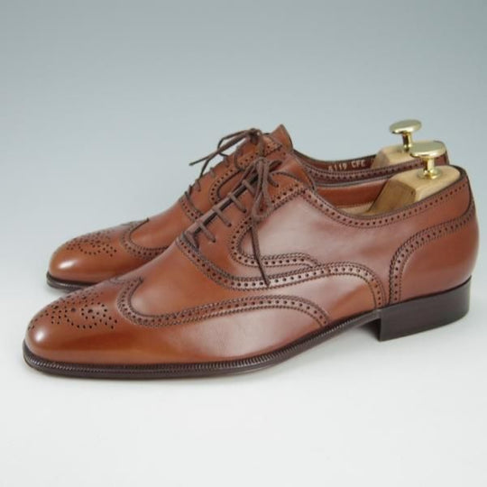 極美品★(伊)ア・テストーニ SIZE 8【★フルブローグ/茶】カーフ/メンズ/a.testoni★g868