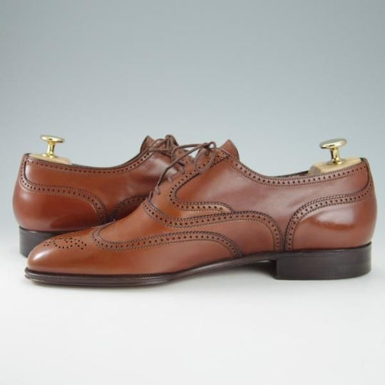 極美品★(伊)ア・テストーニ SIZE 8【★フルブローグ/茶】カーフ/メンズ/a.testoni★g868