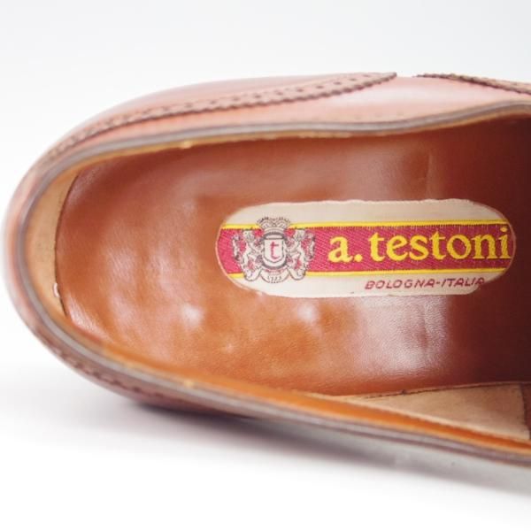 極美品★(伊)ア・テストーニ SIZE 8【★フルブローグ/茶】カーフ/メンズ/a.testoni★g868