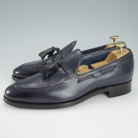 極美品★トレーディングポスト SIZE 6【定価￥50,600-★タッセルローファー/1610】カーフ/紺×黒/メンズ/Trading Post★g869