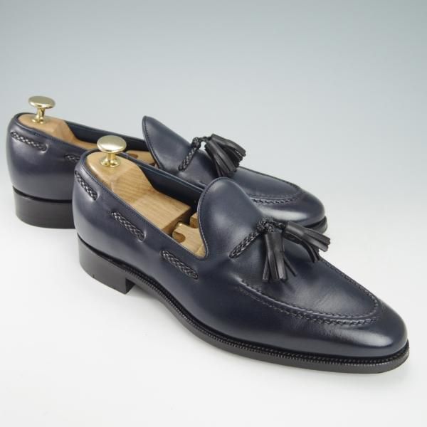 極美品★トレーディングポスト SIZE 6【定価￥50,600-★タッセルローファー/1610】カーフ/紺×黒/メンズ/Trading Post★g869