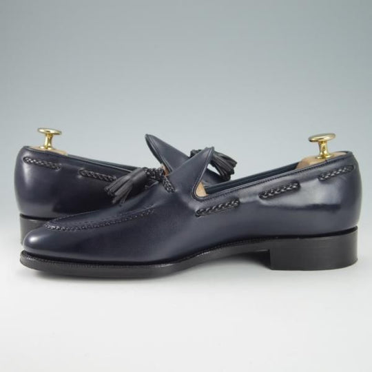 極美品★トレーディングポスト SIZE 6【定価￥50,600-★タッセルローファー/1610】カーフ/紺×黒/メンズ/Trading Post★g869