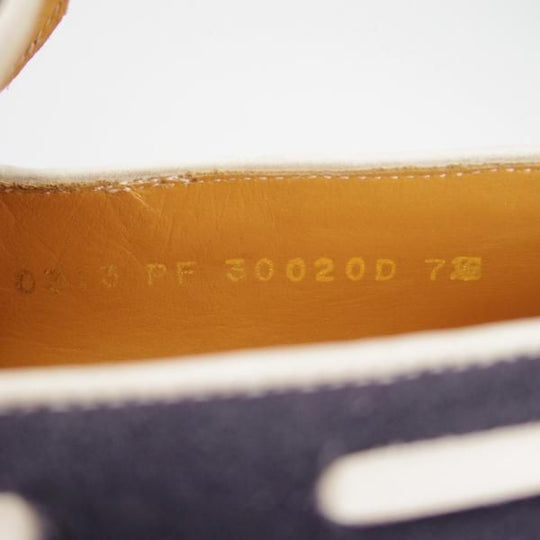 未使用★Perfetto/ペルフェット SIZE 7.5【★タッセルローファー/スエード】スリッポン/紺×白/メンズ★g877
