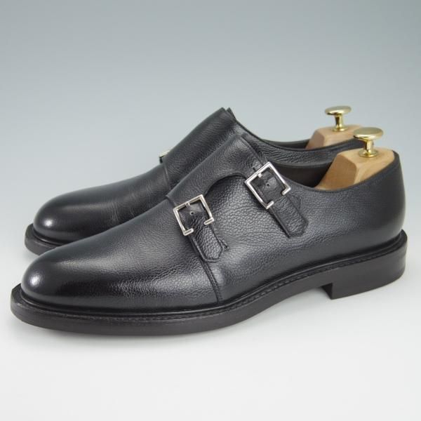 極美品★ジョンロブ 7.5E【モデル定価￥243,100-★MORVAL/(水牛)バッファローレザー】0015ラスト/ダブルモンク/黒/JOHN LOBB★g878