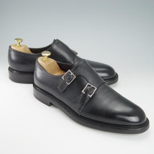 極美品★ジョンロブ 7.5E【モデル定価￥243,100-★MORVAL/(水牛)バッファローレザー】0015ラスト/ダブルモンク/黒/JOHN LOBB★g878