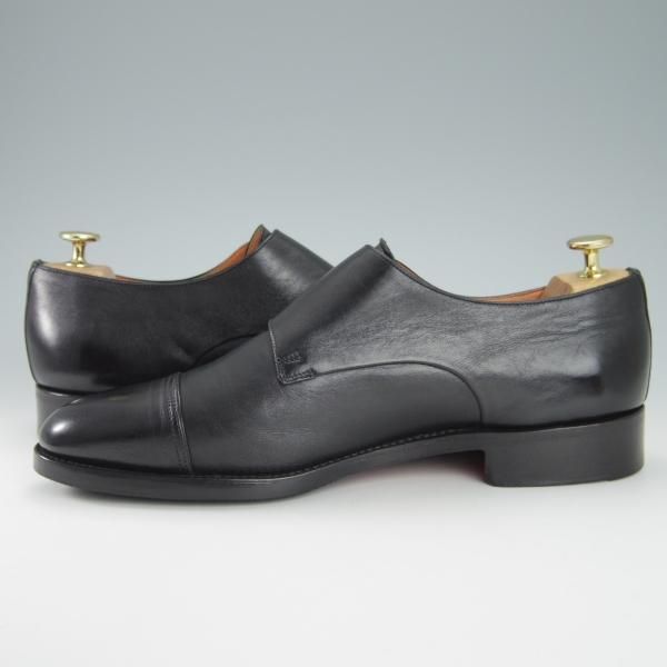 極上★(伊)サントーニ SIZE 7.5【貴重★グッドイヤー・ボローニャ製法/ダブルモンク】14304/カーフ/黒/メンズ/Santoni★g882