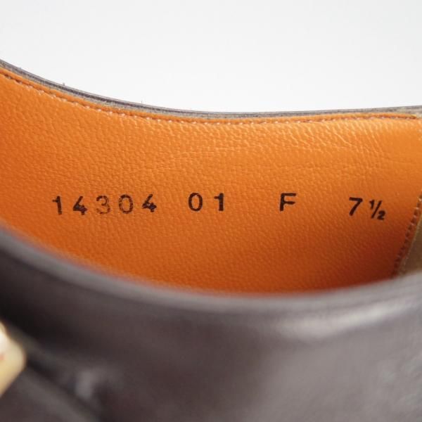 極上★(伊)サントーニ SIZE 7.5【貴重★グッドイヤー・ボローニャ製法/ダブルモンク】14304/カーフ/黒/メンズ/Santoni★g882