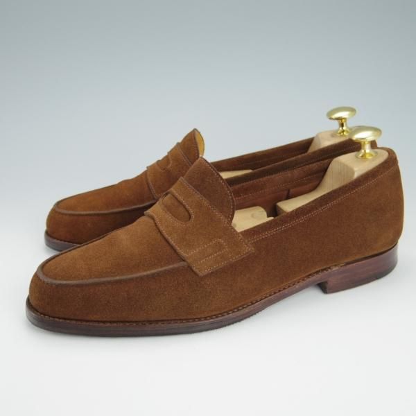 極上★ジョンロブ 5.5E【貴重★アンライニング仕様のロペス/RIO/4395ラスト】リオ/コインローファー/スエード/茶/メンズ/JOHN LOBB★g908