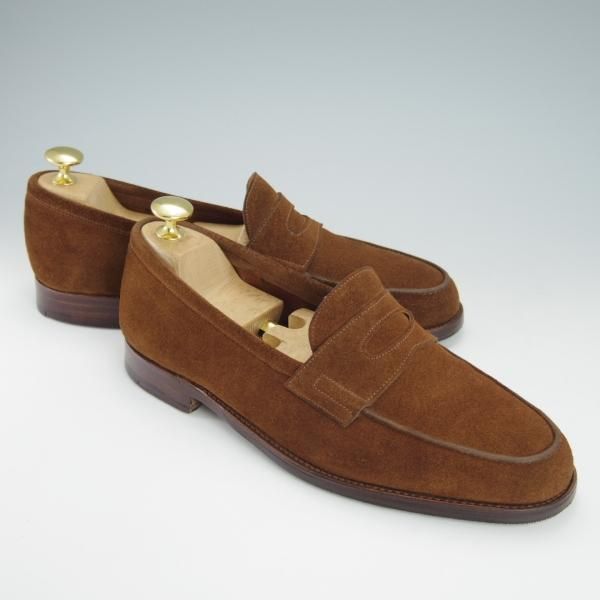 極上★ジョンロブ 5.5E【貴重★アンライニング仕様のロペス/RIO/4395ラスト】リオ/コインローファー/スエード/茶/メンズ/JOHN LOBB★g908