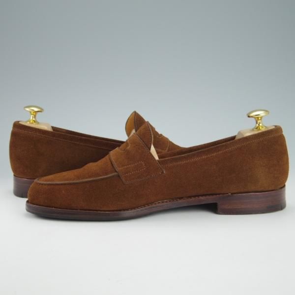 極上★ジョンロブ 5.5E【貴重★アンライニング仕様のロペス/RIO/4395ラスト】リオ/コインローファー/スエード/茶/メンズ/JOHN LOBB★g908