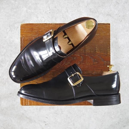 ★チャーチ 75F/UK7.5【旧チャーチ★73ラスト/ブックバインダーカーフ】Westbury/3都市ロゴ/モンクストラップ/黒/メンズ/Church's★g915