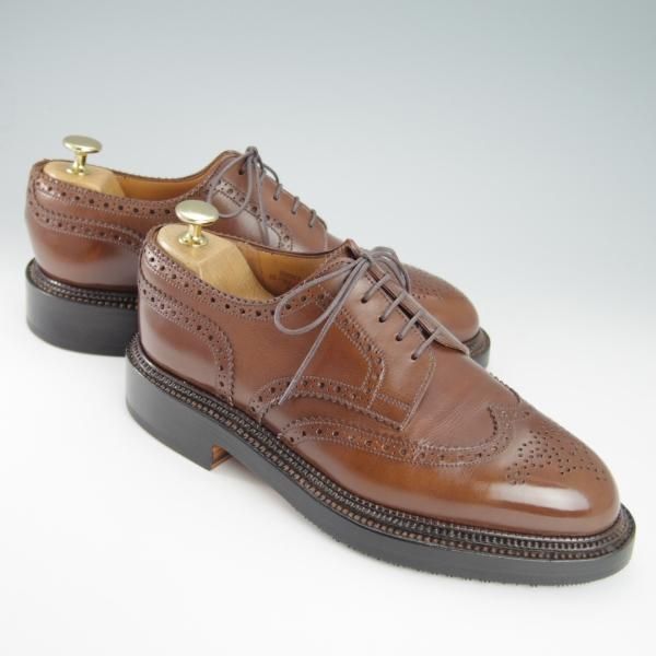 ★J.M.ウェストン 5.5E【定価￥220,000-★590/トリプルソールダービー】25ラスト/フルブローグ/カーフ/タン/茶/Weston/ウエストン★g920