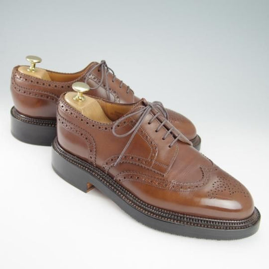 ★J.M.ウェストン 5.5E【定価￥220,000-★590/トリプルソールダービー】25ラスト/フルブローグ/カーフ/タン/茶/Weston/ウエストン★g920
