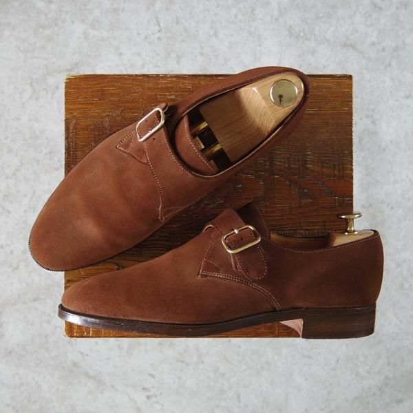 極美品★クロケット&ジョーンズ 7E【★ロイドフットウェア別注/Lloyd Footwear】297ラスト/モンクストラップ/茶/Crockett&Jones★g932