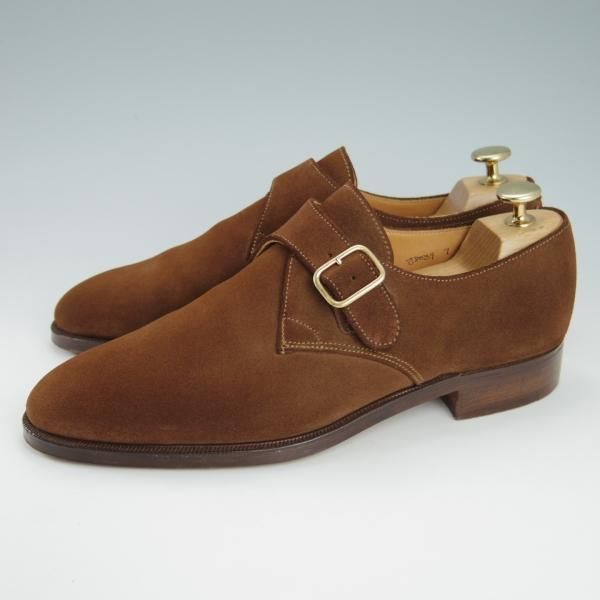 極美品★クロケット&ジョーンズ 7E【★ロイドフットウェア別注/Lloyd Footwear】297ラスト/モンクストラップ/茶/Crockett&Jones★g932
