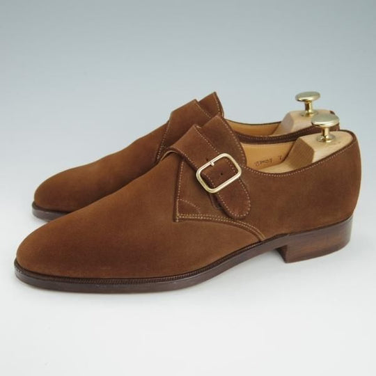 極美品★クロケット&ジョーンズ 7E【★ロイドフットウェア別注/Lloyd Footwear】297ラスト/モンクストラップ/茶/Crockett&Jones★g932