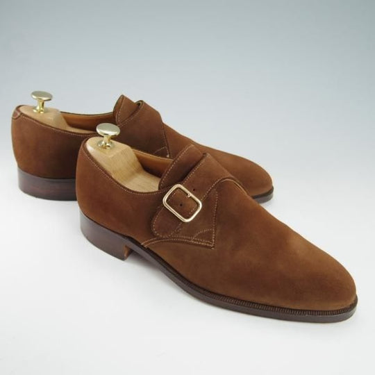 極美品★クロケット&ジョーンズ 7E【★ロイドフットウェア別注/Lloyd Footwear】297ラスト/モンクストラップ/茶/Crockett&Jones★g932